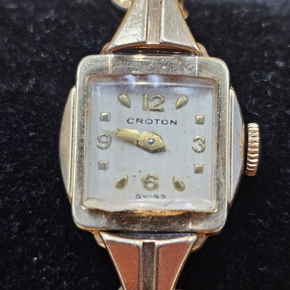 Croton 10k RGP 17 Jewel Vintage Ladies Cocktail Watch Runs Great